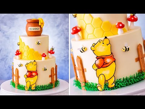 Winnie the Pooh Cake - Hand painted Characters on Fondant