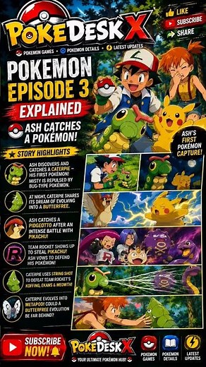 Pokémon Episode 3 Explained | Ash's First Catch, Team Rocket Attack & Caterpie Evolution! #pokémon