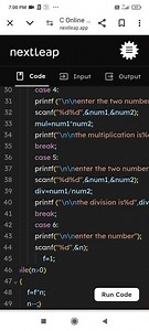 Menu driven program #c language
