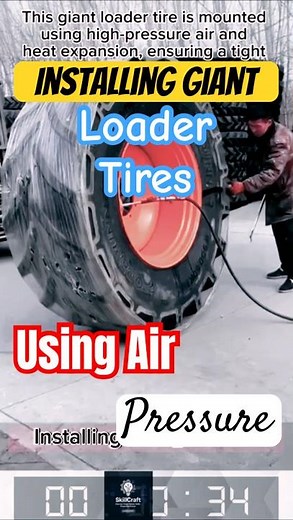 Installing Giant Loader Tires Using Air Pressure & Heat Expansion