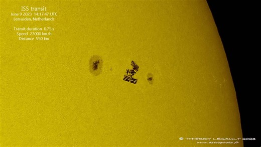 Amazing footage from Earth as space station transits sun during spacewalk