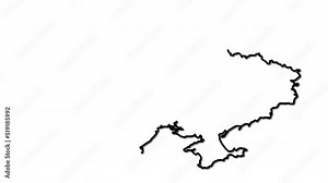 Ukraine and disputed territories map outline. Ukraine map, country territory outline self drawing animation. Line art.