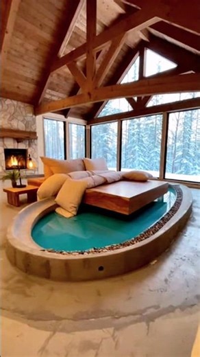 Floating Bed Over Indoor Pool 😱 Luxury Bedroom Transformation! #shorts