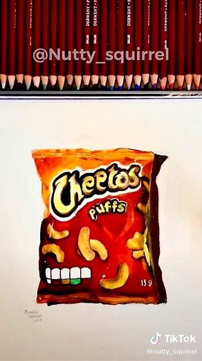 Realistic Cheetos Drawing by a Talented 13-Year-Old Child Artist