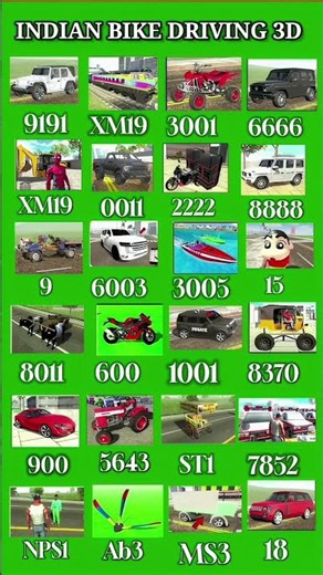 Indian bike driving 3d || New update real chart code || Car bas Aato Helicopter 🚁 etc