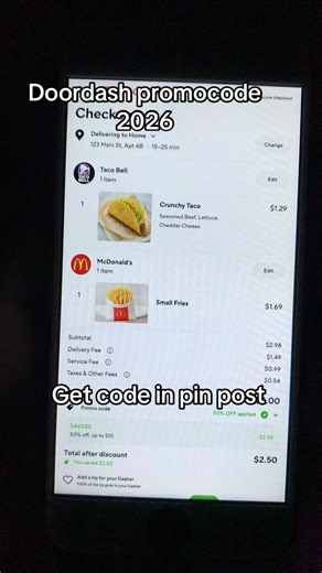 Doordash free promocode2026 🥳🤩. Check my pin to get discounts 😍#promcode #discount #fyp #doordash