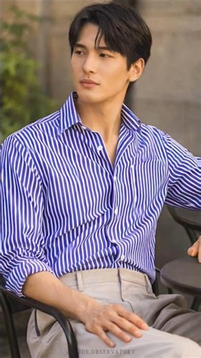 💙 Blue-White Striped Twill Shirt That Elevates Modern Menswear Style