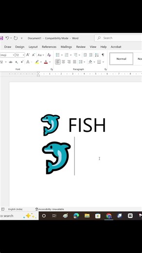 Microsoft word में Fish 🐠 का Symbol कैसे Insert करें #msword #computereducation #shorts