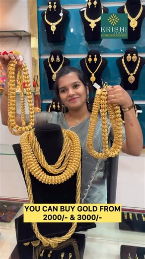 Mala Sri on Instagram: "Krishi Jewels – Premium Jewellery Store ✨ Elegant gold-layered fashion jewellery with original one-gram gold plating and classic designs. 📍 Address: F9PV+P33, Ramya Ground Rd, KPHB Phase III, K P H B Phase 3, Kukatpally, Hyderabad – 500072, Telangana, India 🇮🇳 📞 Quality jewellery & timeless shine for every occasion. gold jewellery store near me buy gold jewellery online cheapest gold jewellery gold jewellery price gold necklace designs with price gold earrings for wom
