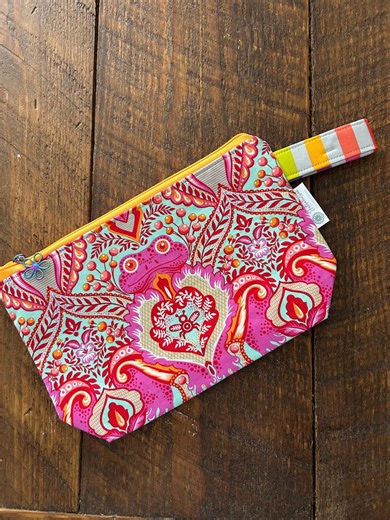 Tula Pink Sock Knitting Project Bag: Zippered Craft Pouch, Cosmetic Tote - Etsy