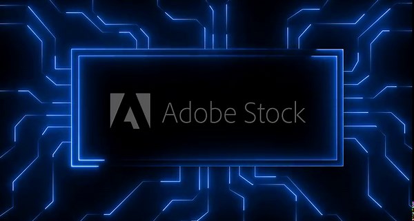 Digital Data moving on Circuit Board and CPU loop backgrounds. Computer Processing and organizing data. Abstract high tech Artificial intelligence data mining, modern computer technology surface.