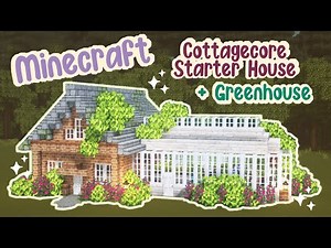 Minecraft Cottagecore Starter House & Greenhouse Tutorial 🍄🌿✨ English Cottage 🌸 Easy Survival