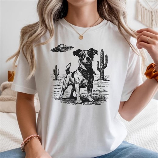 Western Jack Russell Terrier UFO Shirt, Vintage Sci-fi Alien Dog Gift, Funny UFO Dog Graphic Tee, Dog Mom Sweatshirt, Comfort Colors Shirt - Etsy