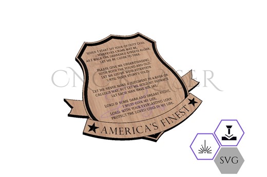 Police Officer's Prayer Badge SVG: Laser/cnc File (digital Download) - Etsy