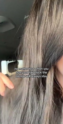 No matter how many times I dye it black… the blonde STILL shows 😭🖤💛@ilyihybye #hairtok #hairdye