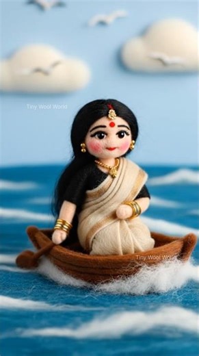 Tiny Wool Doll Cooking Prawn Fry| Handmade Wool Village Fishing & Cooking ASMR| Miniature Wool World