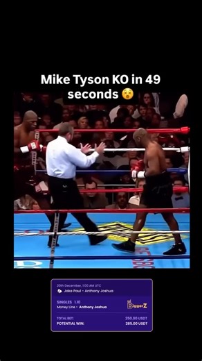 Heart Warming Videos on Instagram: "It’s February 2003, at the Pyramid in Memphis, Tennessee. A 36 year old Mike Tyson enters the ring to face Clifford Etienne. What followed was a brutal first round KO, with Tyson knocking Etienne out in 49 seconds. It was also the last professional win of Mike Tyson’s illustrious boxing career. - Sign up now on Biggerz.com for a 150% bonus on your first top-up with code: WELCOME Anthony Joshua takes on Jake Paul. Place your predictions on biggerz.com, 150% Dep