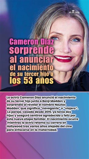 👶 Cameron Diaz sorprende al anunciar el nacimiento de su tercer hijo y revela un nombre poco común