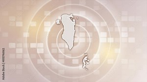 Bahrain Animated Map on Minimal Background, Multi Purpose Background with Ripples and Boxes with Bahrain 3D Map, Useful for Politics, Elections, Travel, News and Sports Events
