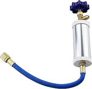 R134A AC Oil Dye Injector, A/C Oil and Dye Injector for R12,R22,R134a，with Female 1/2" SAE x Male 1/2" SAE
