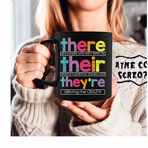 Their There They’re Grammar Coffee Mug English Teacher Mug Funny Grammar Mug Punctuation Gift for ELA Teacher Clothes, Writing Shirt - Etsy