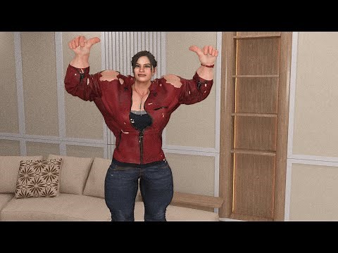 Female Muscle Growth Animation