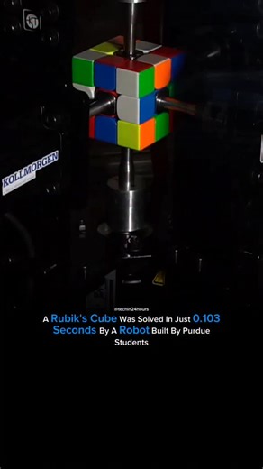Tech in 24 hours on Instagram: "Purdue students built a robot called "Purdubik's Cube" that set a new Guinness World Record by solving a Rubik's Cube in 0.103 seconds. The previous record was 0.305 seconds, set by Mitsubishi Electric #tech #techenthusiast #technology #technews #techgeek #techblogger #technologynews"