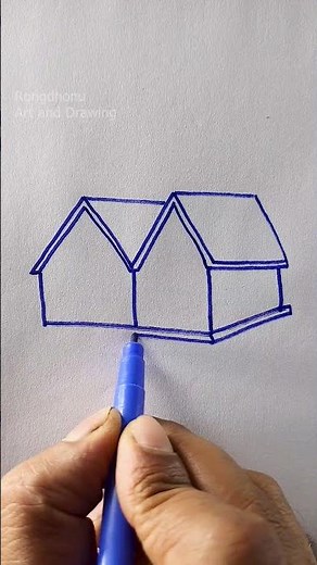 Easy House Outline Drawing with Marker | For Kids and Beginners