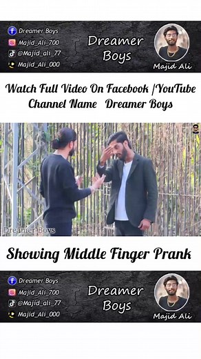 1.8K views · 24 reactions | Showing Middle Finger Prank Dreamer Boys #funnyvideos #pranks | Majid Ali Offical | Facebook
