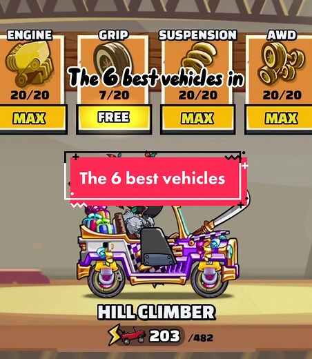 Top 6 Vehicles for Hill Climb Racing 2