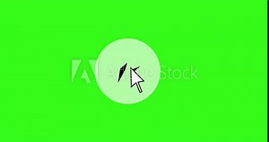 Mouse click on the video pause and play buttons, 4K animation on a green screen.
