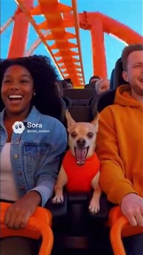 Dog SCREAMS on Roller Coaster 😂🔥 (Funniest Face Ever!) #shortsfeed #aivideo #sora