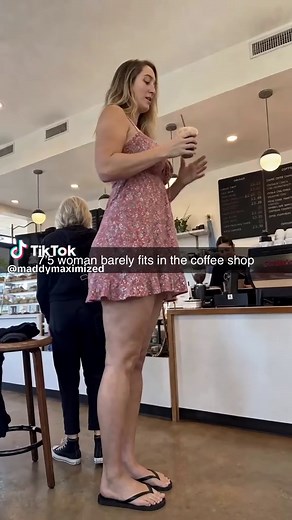 there is nothing better than a slow morning in a coffee shop 🤍 i walked in and immediately had to navigate the little tables and chairs that were clearly not spaced out with me in mind 😭 knocked nothing over which is a personal victory. got my order. found a corner. had a moment. this is what self care looks like at 7’5 😂 #tallgirls #tallwomen #giantess #tallgirllife #reels