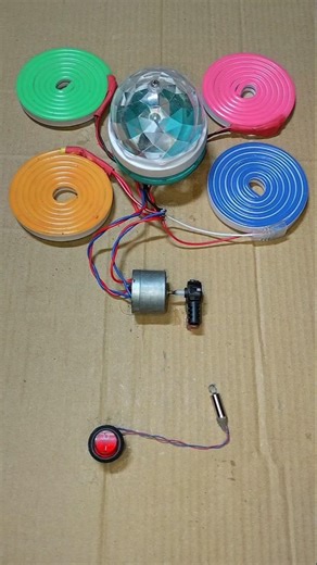 Mini Gear Box Coreless Motor Powering Into a Dj Disco Light & 4 Neon Strip Light _ DC Motor #shorts