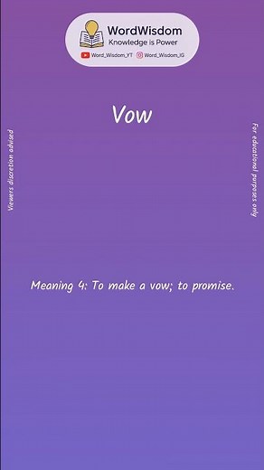 What Does "Vow" Mean? | English Vocabulary Shorts | WordWisdom