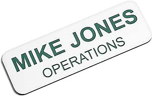 Custom Engraved Name Tag Badges – Personalized Identification with Pin or Magnetic Backing, 1 Inch x 3 Inches, White/Pine Green