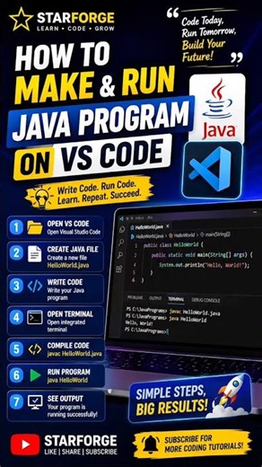 How to Make & Run a Java Program in VS Code | Step-by-Step Tutorial for Beginners | STARBFORGE