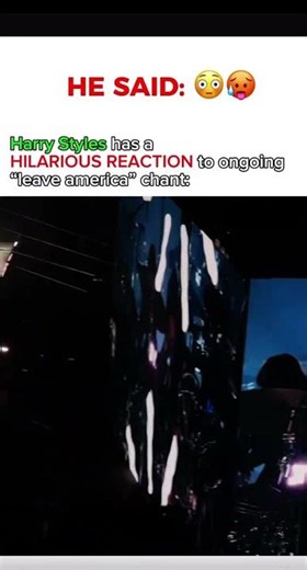 Harry Styles HILARIOUS REACTION to “leave america” 🤣 #harrystyles #celebrities #live #funny