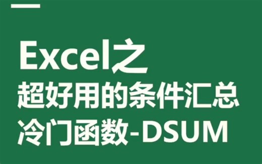 Excel之超好用的条件汇总冷门函数-D sum