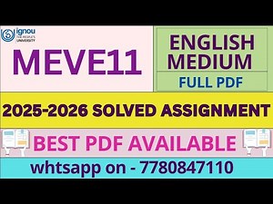 MEVE11 Solved Assignment 2025-26 | MSc Environmental Science | IGNOU | January 2025 to July 2026