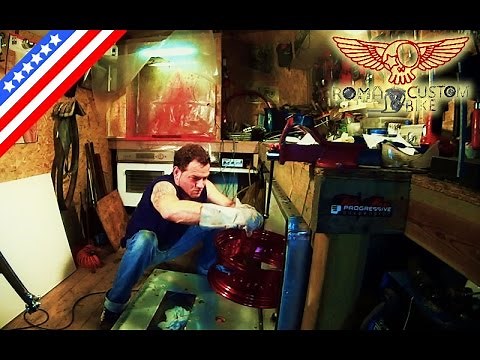 DIY Powder coating rims at home tutorial - Red over chrome in homemade oven - ep6 Roma Custom Bike