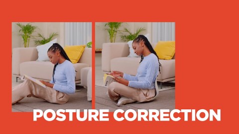 Curble GRAND(Extra Wide & Sturdy) – Ergonomic Chair Back Support, Lumbar Support for Good Posture Correction and Back Pain Relief, Perfect for Office Chair, Floor Seat, Work from Home, Patented(Black)