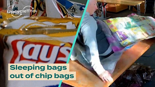 10K views · 31 reactions | This nonprofit (Crisp Packet Project) is upcycling chip bags into sleeping bags for people in need in the UK — here’s how ♻️ | NowThis Earth | Facebook