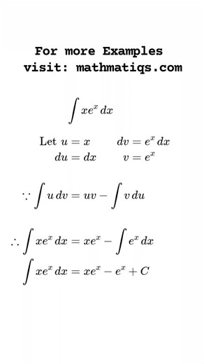 Integration by parts Example 1 #short #integration #mathmatiqs