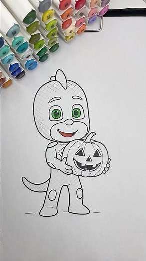 REVERSE Coloring PJ Masks Gekko 🦎💚 | #pjmasks #gekko #reversecoloring #coloringtime #markers