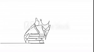 Animation of one line drawing of graduate male college student wearing graduation uniform giving thumbs up gesture. Education concept. Continuous line self drawing animated. Full length motion.