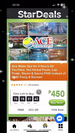 10K views · 14 reactions | Ace Water Spa promo how to avail ❤️朗 iPhone app: https://apps.apple.com/app/stardeals/id6469010419 Android app: https://play.google.com/store/apps/details?id=co.median.android.bwonwk | StarDeals Philippines | Facebook