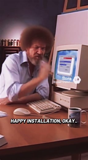 Bob Ross Crashes Out Ep. 7: Bob buys a Windows 95 Computer #soraai #bobross #windows95 #tech #fyp