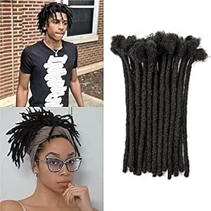 6-18 inch Loc Extensions Human Hair Dreadlock Extensions for Men/Women 100% Real Human Hair Permanent Dreadlock Extensions Locs Extensions Human Hair (8 Inch 10Strands, Natural Black)
