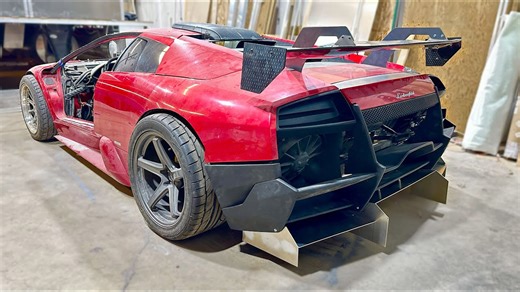 Installing a custom rear diffuser & tail lights on the cheapest Murciélago ever!